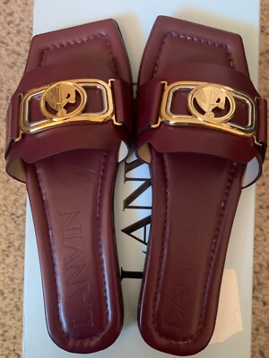 NIB Lanvin Swan leather slides Mother and Child sandals size 36 price $550
