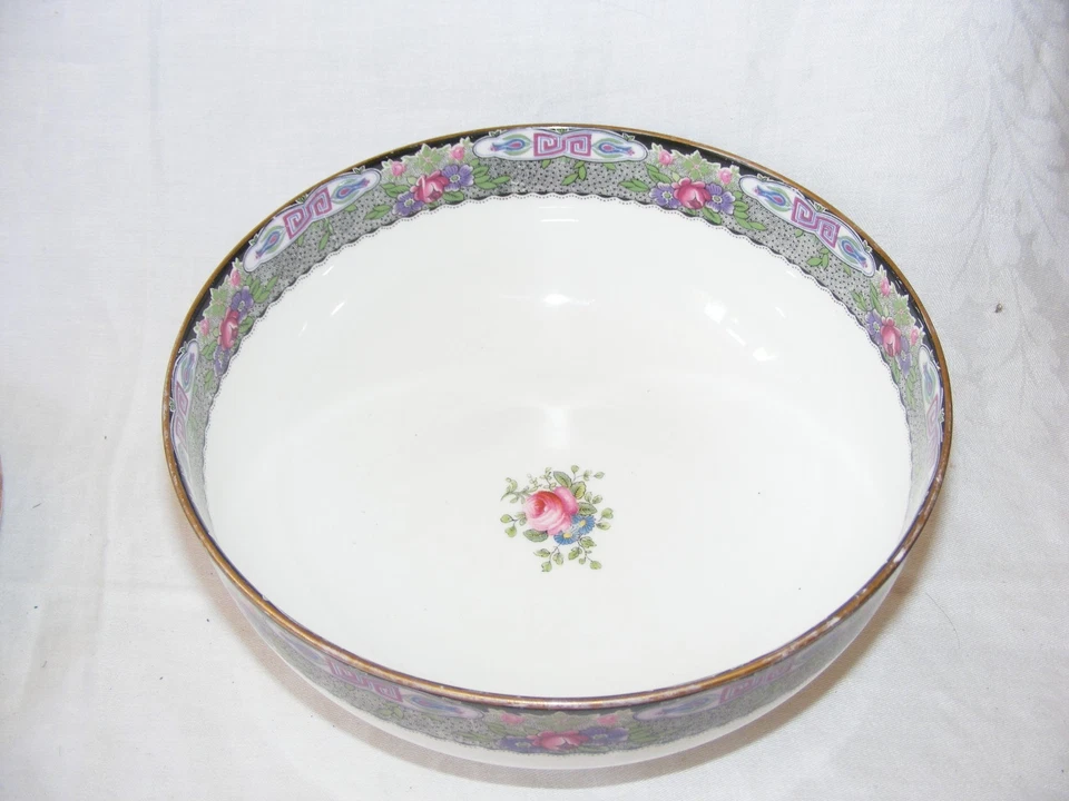 ANTIQUE ART DECO AYNSLEY ROSE & GEOMETRIC PATTERN FRUIT BOWL 19 CMS DIAMETER - Image 3 of 4