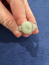 Vintage Jade Sterling Silver 925 Ring Size 9.25