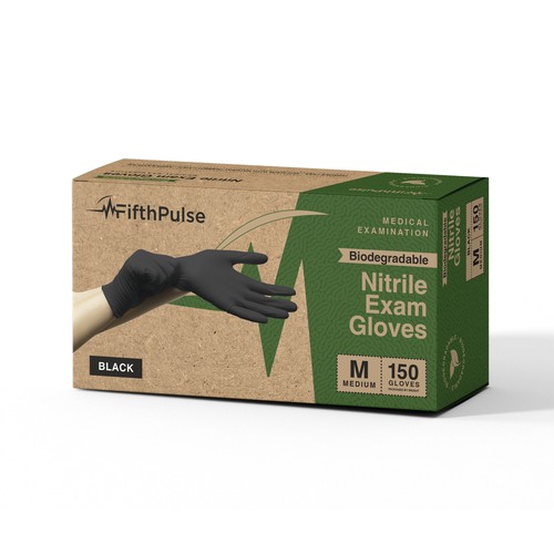 FifthPulse Biodegrad. Disposable Nitrile MedicalExam Gloves 3mm Med 150 Ct Black - Picture 11 of 11