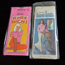 2 Vintage Beige/Spice Knee Highs SHEER Sealed NOS USA OS NYLON Mixed Lot