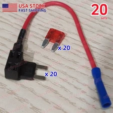 20 Sets Add-a-circuit Fuse Holder Tap Adapter 10Amp ATM/APM Mini Blade Fuses Kit