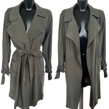 Nine By Savannah Miller Khaki Soft Lightweight Belted Trench Coat Uk10 Cg M25