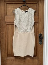 BNWT Nookie Bodycon Beige Sequin Dress Size: 12