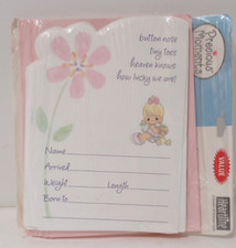 Vintage Precious Moments Baby Birth Announcements Pink Girl 20 Die Cut