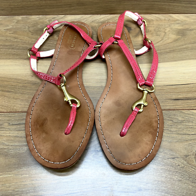 Coach Sandals 8 Hot Pink Patent Leather Rue Clasp Flats | eBay UK
