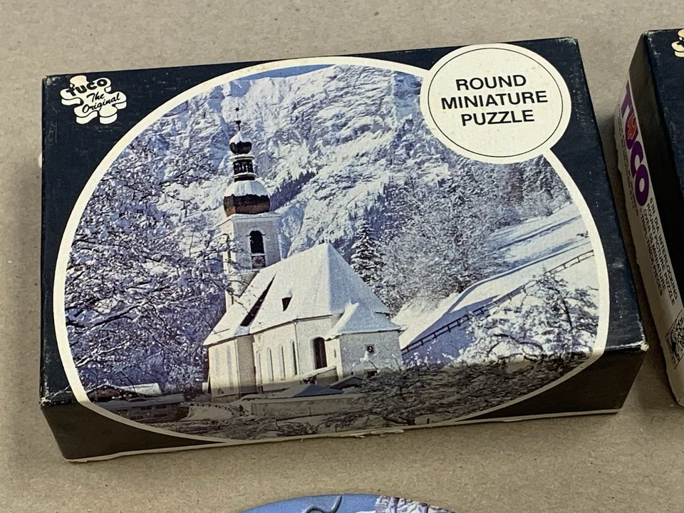 Vintage Lot Tuco 6" Round Jigsaw Puzzles Winter Church & Jefferson Monument - Image 2 of 4
