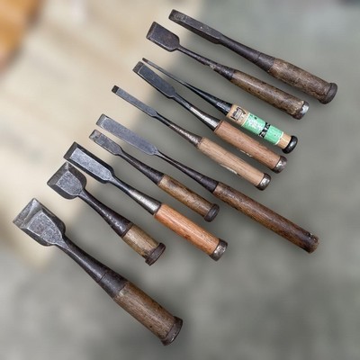 Vintage Japanese Chisel nomi Special Plane Chisel 10pcs Carpentry tool lot
