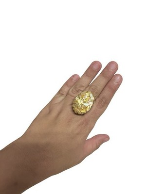 Vintage Poison Locket Ring Adjustable Iridescent Stone Cluster Gold Tone READ