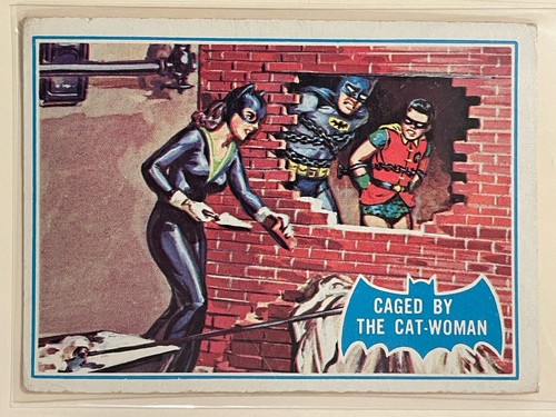 1966 Topps Batman Blue Bat #5B Caged by the Catwoman — TAG (grade unconfirmed)