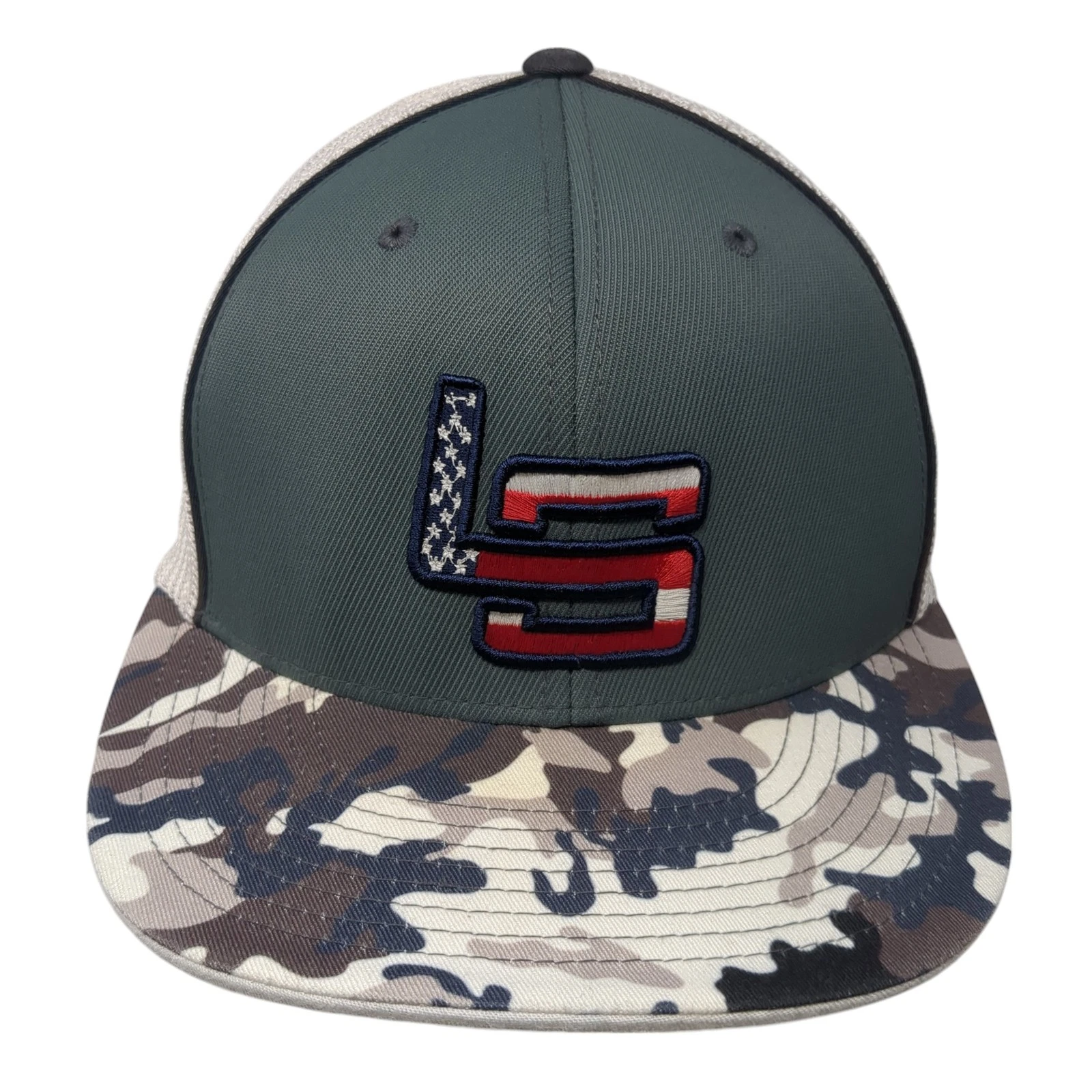 Pacific Headwear Fitted Trucker Hat Multi Camo Medium Embroidered