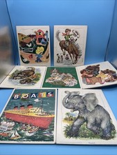 Lot of 7 Vintage Playskool Wooden Puzzles Animals Storybook Farm Boat
