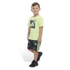 Boys Adidas Graphic Tee  Allover Print Camo Shorts Set, Boy's, Green Size 4