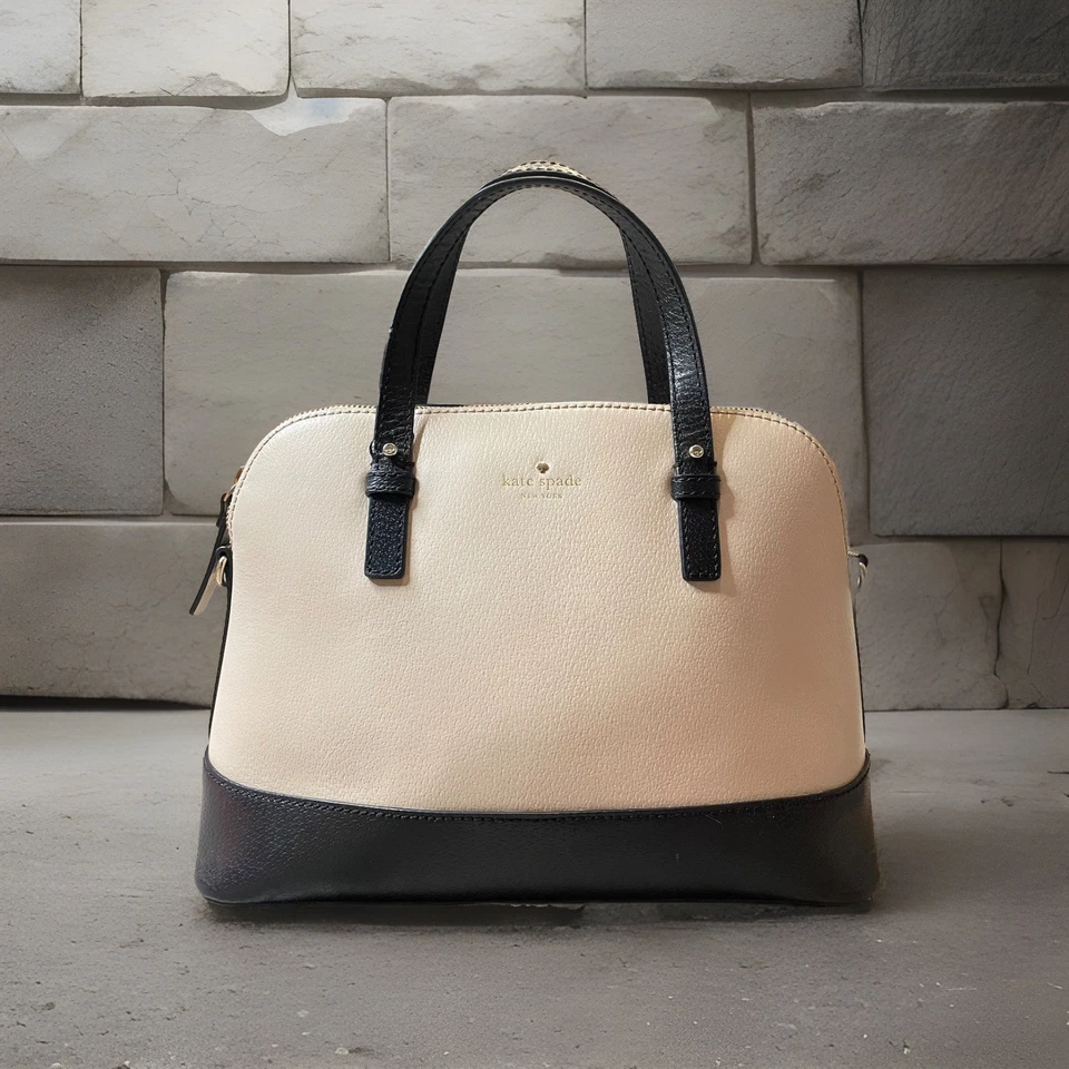 Bolsa tiracolo Kate Spade Grand Street Rachelle bege seixo couro preto - Imagem 4 de 4