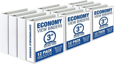 3 Inch 3 Ring Binders, , Economy round Ring, Clear View Cover 550 Sheet Capacity