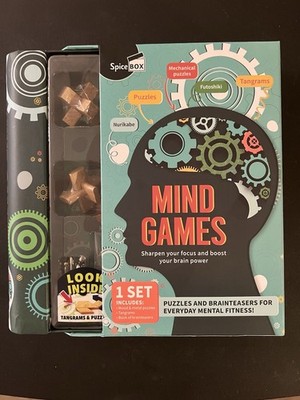 SpiceBox Mind Games Kit Adult Mental Fitness Puzzles Brainteasers ~New In Box~ 