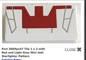 LEGO 3069px47 White Tile 1 x 2 from Set 4487 Star Wars Jedi Starfighter & Slave