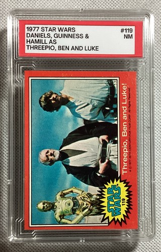 1977 Topps Star Wars #119 Threepio, Ben and Luke! — PSA 7
