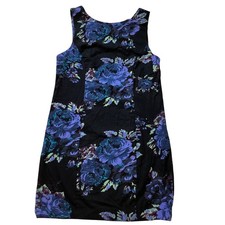 Free People Black Blue Floral Rose Scoop Back Cotton Linen Mini Dress OB2017265