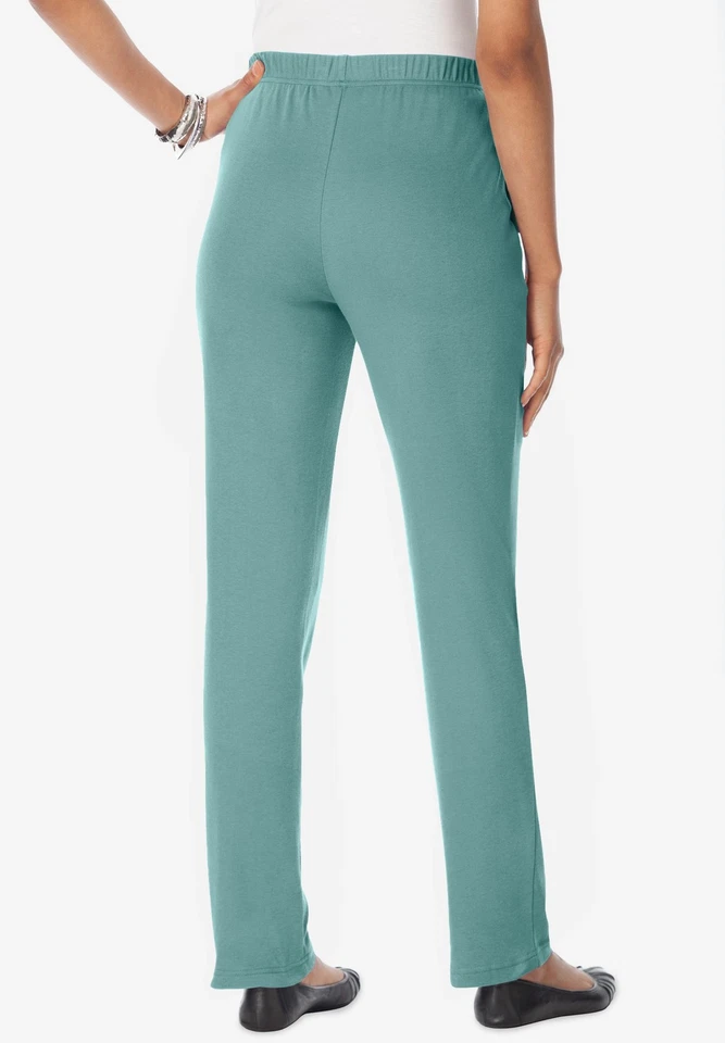 Pantalón Roaman para mujer talla grande alto talla grande pierna recta tejido suave Foto 3 de 4