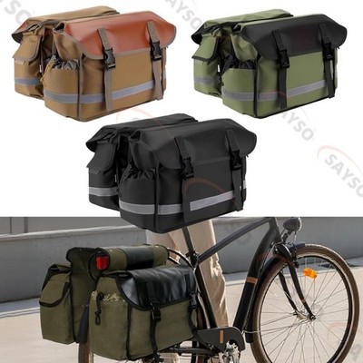 Universal Saddlebag Motorcycle Bag Canvas Back Seat Luggage Bags black,Green,Bro
