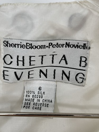 NOS Chetta B Sherrie Bloom Peter Noviello Size 6 Cream Sequin Silk Skirt Suit - Picture 4 of 21