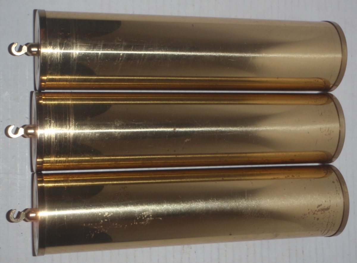GRANDFATHER CLOCK WEIGHT SET OF 3 Brass Shells w/INSERTS Howard