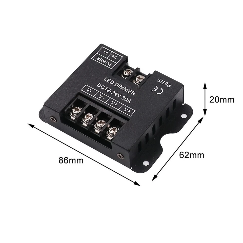 DC12-24V LED Dimmer 30A 360W Single Color Dimmer Switch With 23-Keys RF Remote - Image 3 of 4