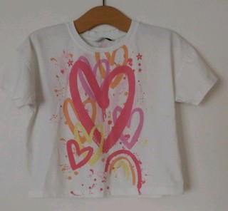Mädchen weißes kurzärmeliges T Shirt Herzen Regenbogen Alter 12 13 Jahre George