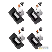 4 In. 11-Watt LED Black Square Retrofit Recessed Housing Light 5 CCT 2700K to 50