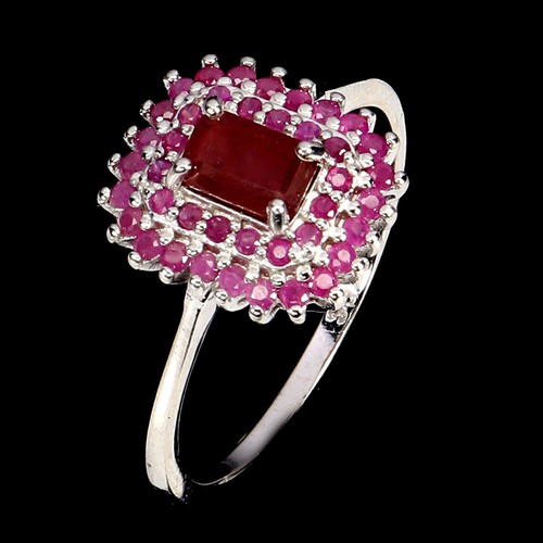 Summer 925 Sterling Silver Ring Octagon Ruby 6x4mm Natural Gemstone Jewelry Size - Picture 2 of 14
