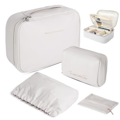 Travel Makeup Bags Set, 4 Pcs PU Leather Cosmetic Organizer Bag with Jewelry ...
