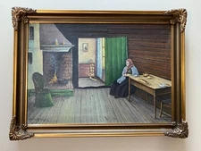 William K. Jensen Oil Painting 1935 Canvas Signed Framed 26"W x 18"H Oslo Norway