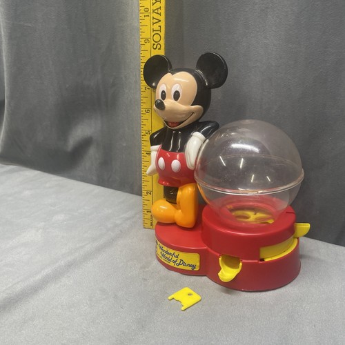 Vintage Disney Mickey Mouse Bank Gumball Machine Complete W/ Bottom & Key Works - Picture 10 of 24
