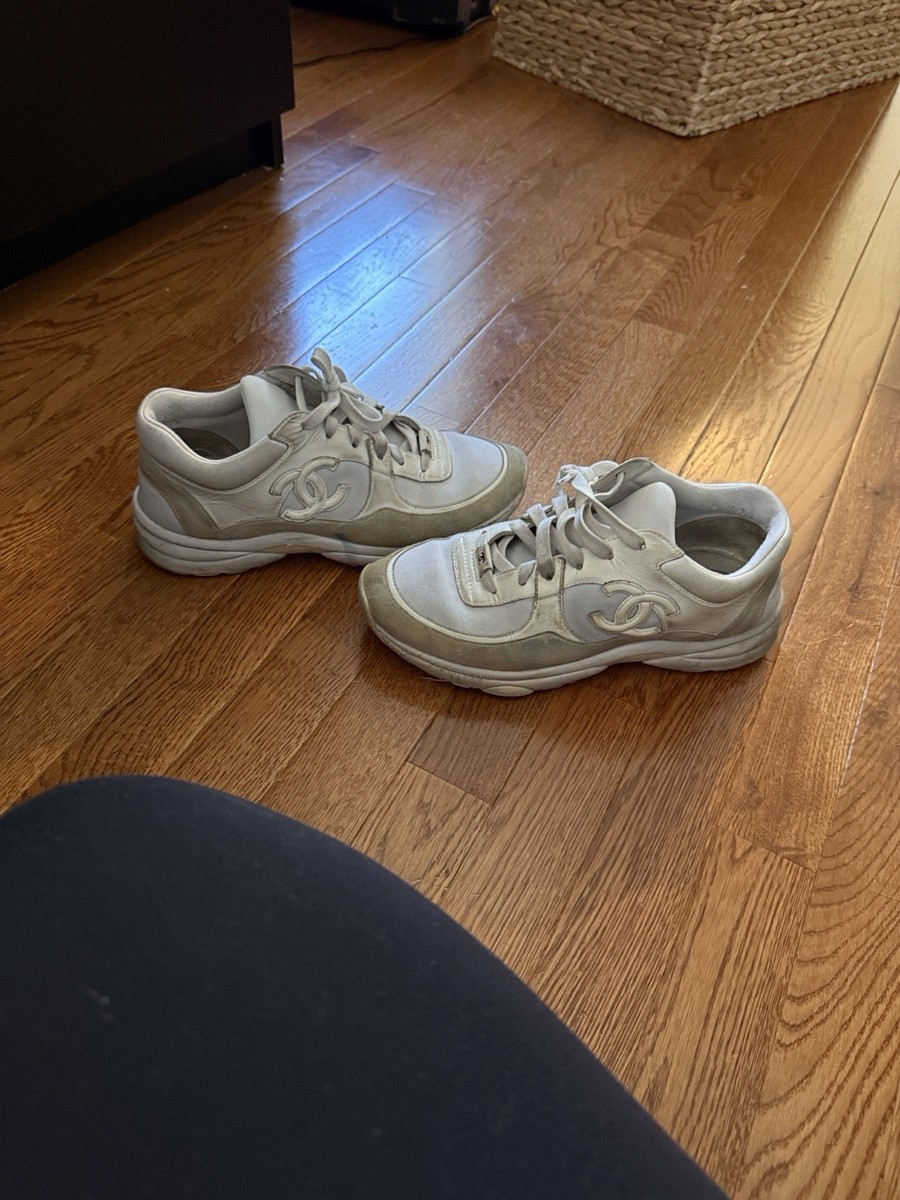 Size 9 - Chanel CC Logo Sneaker White W for sale online | eBay
