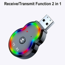 USB with LED Lights Bluetooth 5.0 Transmitter Receiver 2 in 1 Audio Adapter