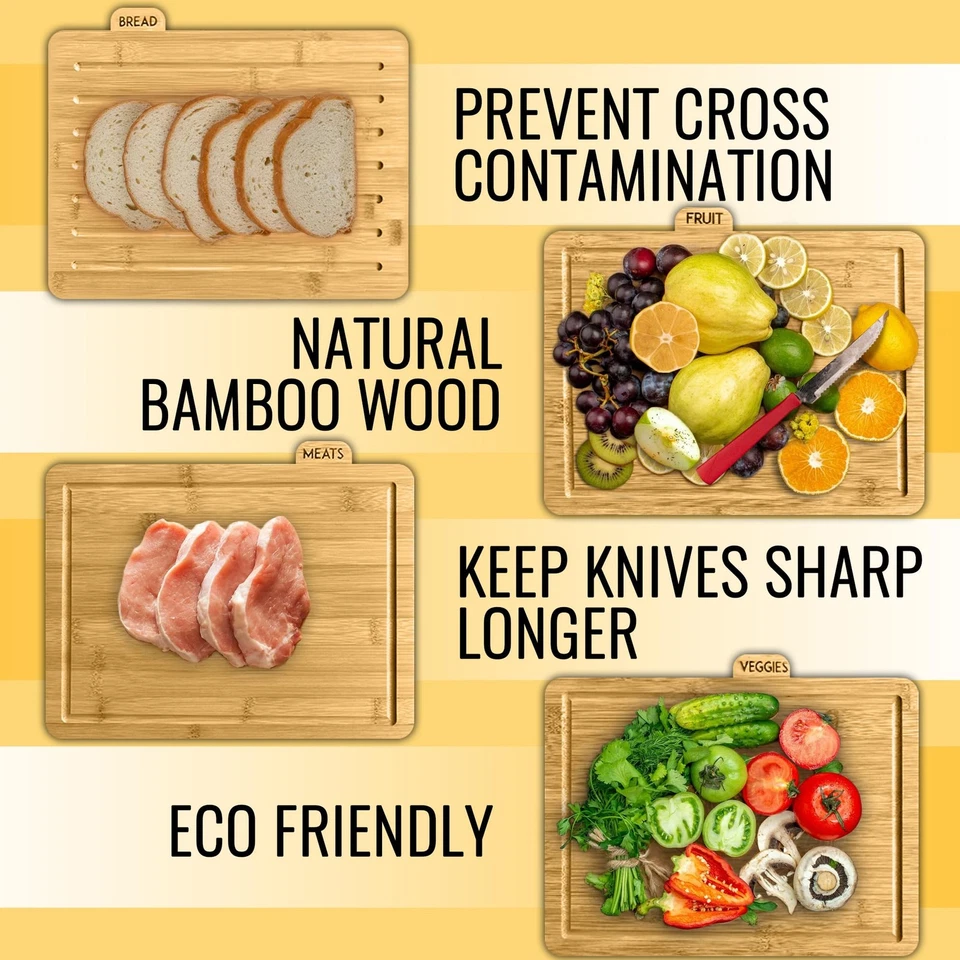 Juego de tablas de cortar madera con soporte 13"x11"x 3" | Tablas de cortar de madera para Ki... Foto 2 de 4