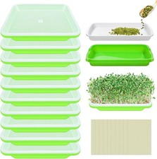 12 CONJUNTOS Completos Bandeja para Brotes de Semillas con Agujeros de Drenaje Vivero Microgreens Crecimiento