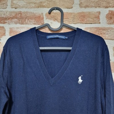 Ralph Lauren Damen Pullover V-Ausschnitt Pulli Blau Größe L