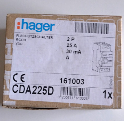 Hager RCCB FI-Schutzschalter CDA225D Typ A 2P 25A 30mA 161003
