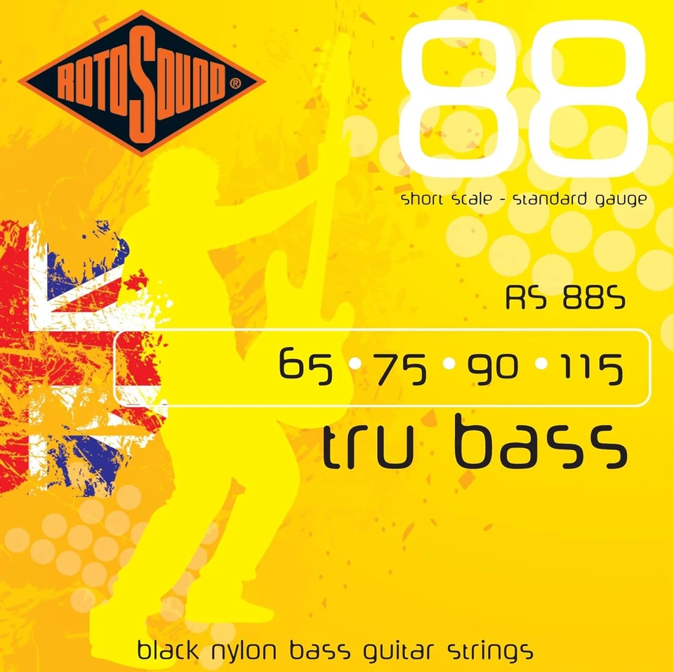 Rotosound RS88S Black Nylon Standard Gauge Flatwound Bass Strings Short Scale (