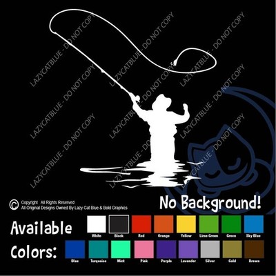 Fly Fishing Decal Sticker Fish Outdoors Fisherman Pole Vacation Travel Life Lake