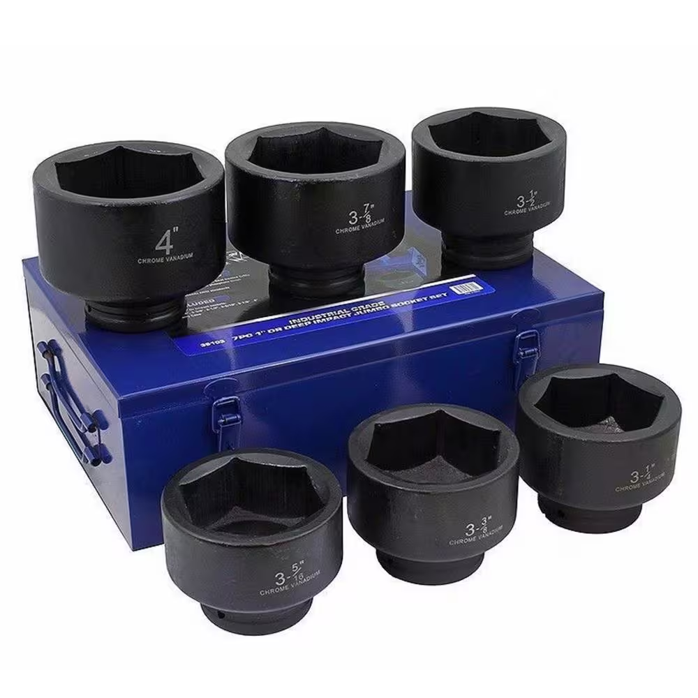 1 In. Drive Jumbo Shallow Impact Cr-Mo Steel SAE Socket Set (3-1/4 In. to 4 In.)