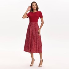 Women Short Sleeve Contrast Midi Dress - A New Day
