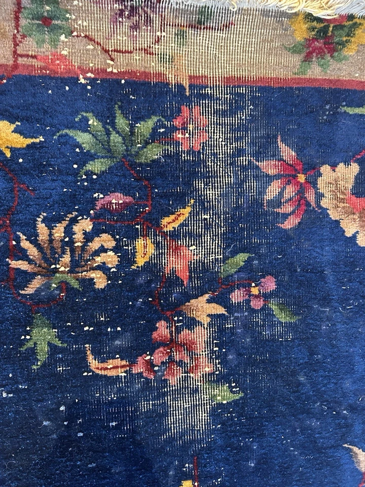 Alfombra antigua china Art Deco hecha a mano alfombra de 4’6 x 2’9 pies alfombra vintage Foto 4 de 4