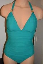 NWT Calvin Klein Swimsuit 1pc One Piece Halter Jug 50+UPF CGMMS710 Sz 4