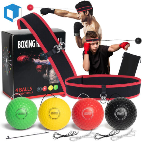 Boxing Fight 4 Balls With Head Band For Reflex Speed Training Punching Exercise - Picture 1 of 12