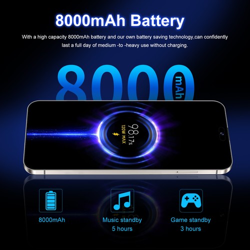 2025 New i16 Pro Max 6.8" Android 14 Smartphone Unlocked Dual SIM/8000mAh - Picture 12 of 23