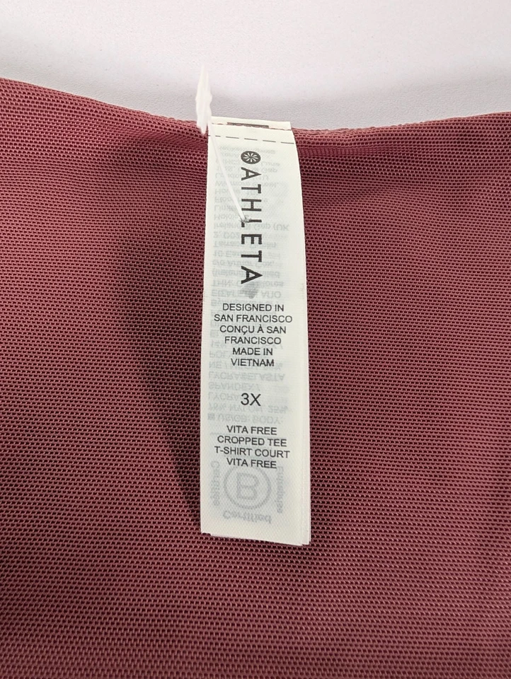 Camiseta Athleta Top Para Mujer Plus 3X Rosa Vita Free Recortada Cancha Nueva con Etiquetas Foto 3 de 4