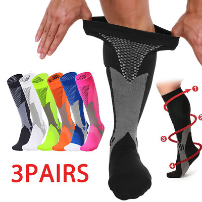 3Pairs  Compression Socks Medical Support Stockings 20-30mmHg Men Women